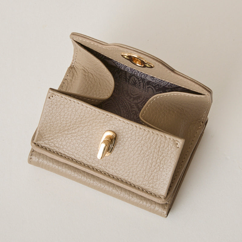 ◆CORRECT限定◆HASHIBAMI【Ha-2502-201 ひねり金具 ミニウォレット】グレーベージュ