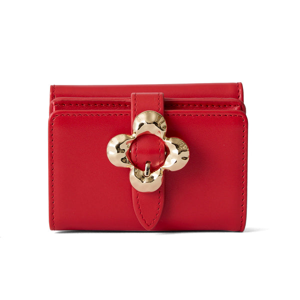 ◆CORRECT限定◆ HASHIBAMI【Ha-2502-202 フラワーバックルミニウォレット】レッド