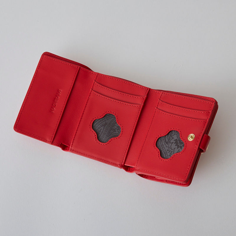 ◆CORRECT限定◆ HASHIBAMI【Ha-2502-202 フラワーバックルミニウォレット】レッド