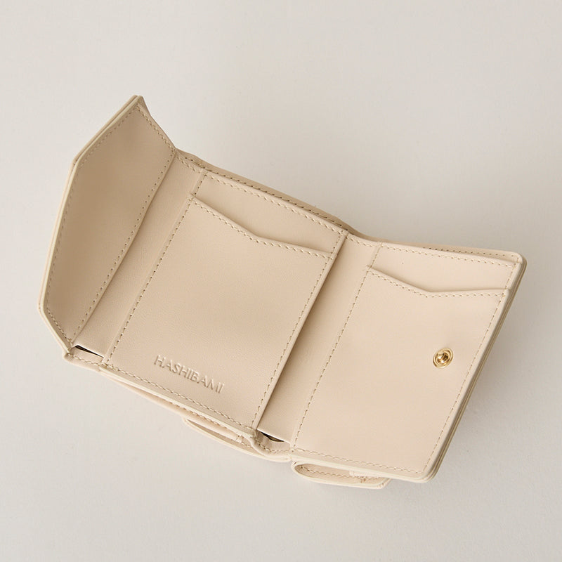 ◆CORRECT限定◆HASHIBAMI【Ha-2502-205 フェズ Wフェイス ミニウォレット】アイボリー