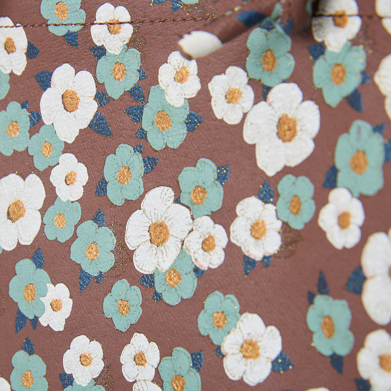 ◆CORRECT限定◆HASHIBAMI【Ha-2502-207 フラワープリント ハーフウォレット】ダークブラウン