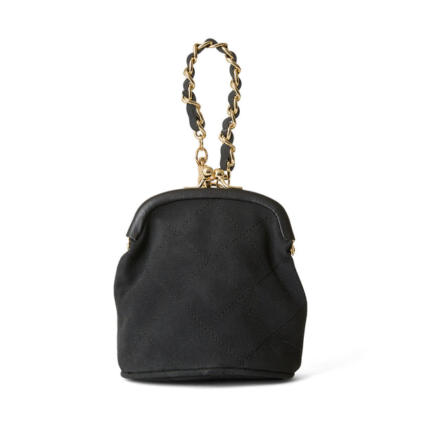 ◆CORRECT限定◆HASHIBAMI【Ha-2502-300 スエードキルティング 口金丸底ポーチ】ブラック