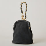 ◆CORRECT限定◆HASHIBAMI【Ha-2502-300 スエードキルティング 口金丸底ポーチ】ブラック