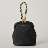 ◆CORRECT限定◆HASHIBAMI【Ha-2502-300 スエードキルティング 口金丸底ポーチ】ブラック