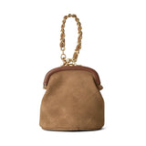 ◆CORRECT限定◆HASHIBAMI【Ha-2502-300 スエードキルティング 口金丸底ポーチ】チャイ