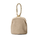 ◆CORRECT限定◆HASHIBAMI【Ha-2502-300 スエードキルティング 口金丸底ポーチ】エクリュ