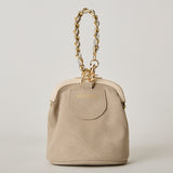 ◆CORRECT限定◆HASHIBAMI【Ha-2502-300 スエードキルティング 口金丸底ポーチ】エクリュ