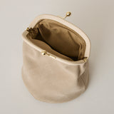 ◆CORRECT限定◆HASHIBAMI【Ha-2502-300 スエードキルティング 口金丸底ポーチ】エクリュ