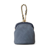 ◆CORRECT限定◆HASHIBAMI【Ha-2502-300 スエードキルティング 口金丸底ポーチ】ライトネイビー