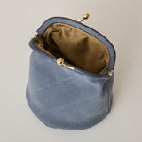 ◆CORRECT限定◆HASHIBAMI【Ha-2502-300 スエードキルティング 口金丸底ポーチ】ライトネイビー