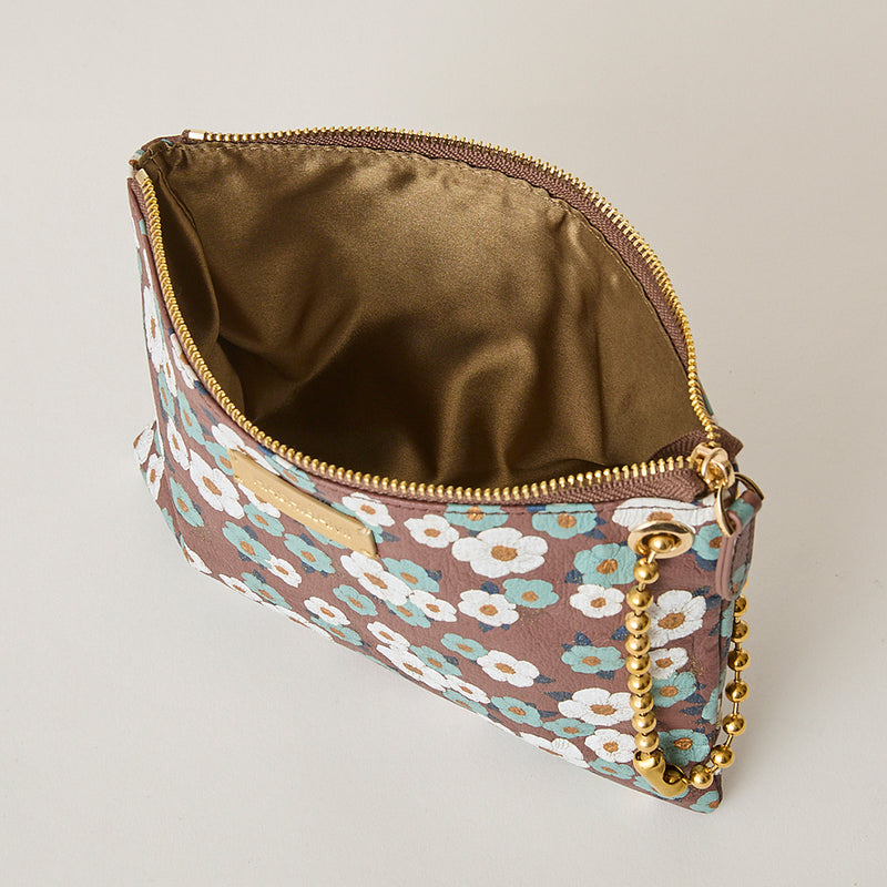 ◆CORRECT限定◆HASHIBAMI【Ha-2502-308 フラワープリント ポーチ】ダークブラウン