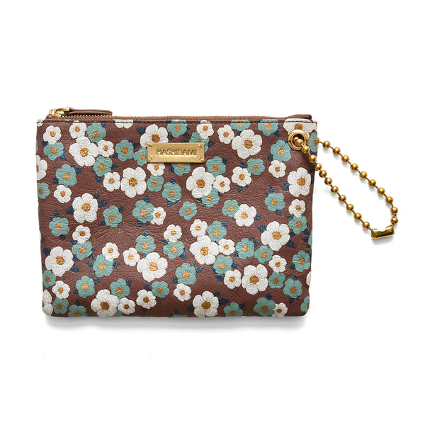 ◆CORRECT限定◆HASHIBAMI【Ha-2502-308 フラワープリント ポーチ】ダークブラウン