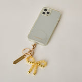《予約販売》HASHIBAMI【Ha-2502-400 リボン天然石 スマホハンドストラップ】イエロークォーツ