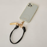 《予約販売》HASHIBAMI【Ha-2502-401 大玉天然石×レザー スマホハンドストラップ】ブラック