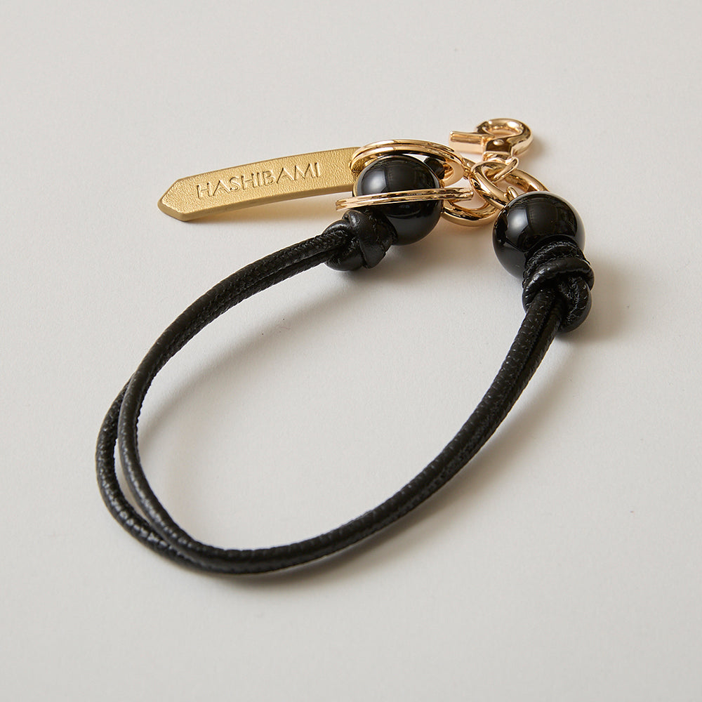 HASHIBAMI【Ha-2502-401 大玉天然石×レザー スマホハンドストラップ
