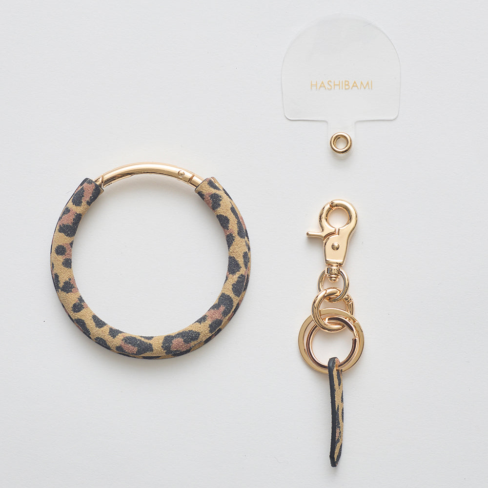 【sold】レオパード ハンドストラップ　カメラ　スマホ HASHIBAMI【Ha-2504-072 ウィンドベル レオパード ハンド