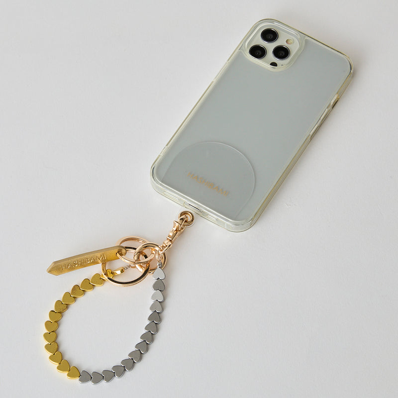 HASHIBAMI【Ha-2504-077 ヘマタイト ハート スマホハンドストラップ】ミックス