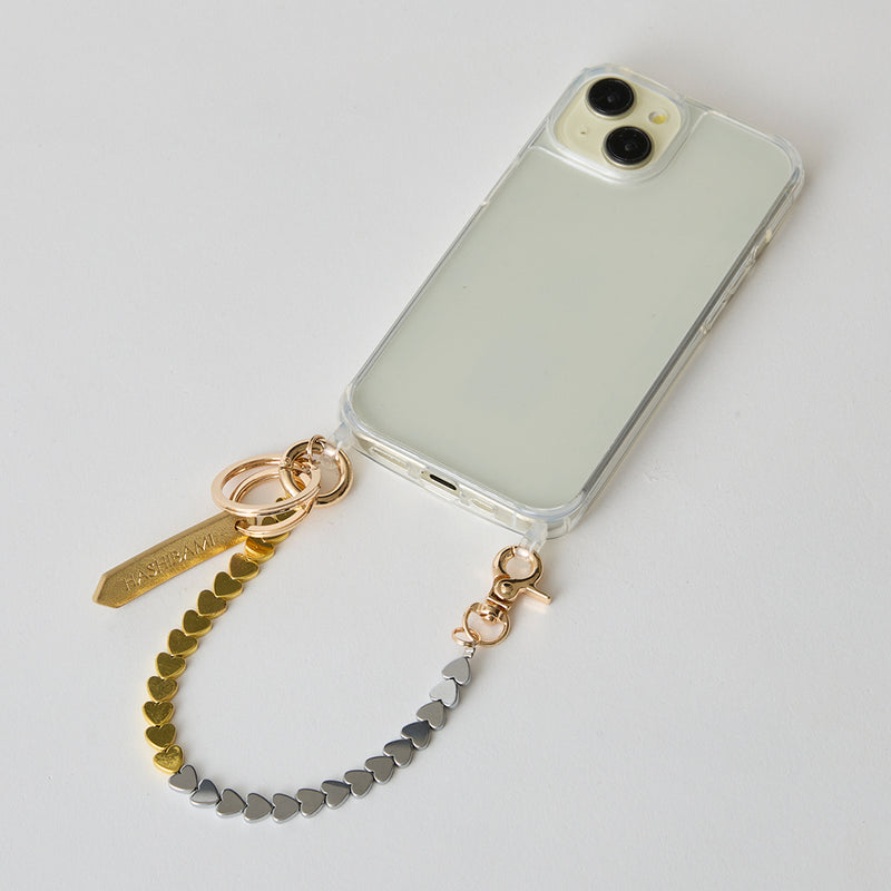 HASHIBAMI【Ha-2504-077 ヘマタイト ハート スマホハンドストラップ】ミックス