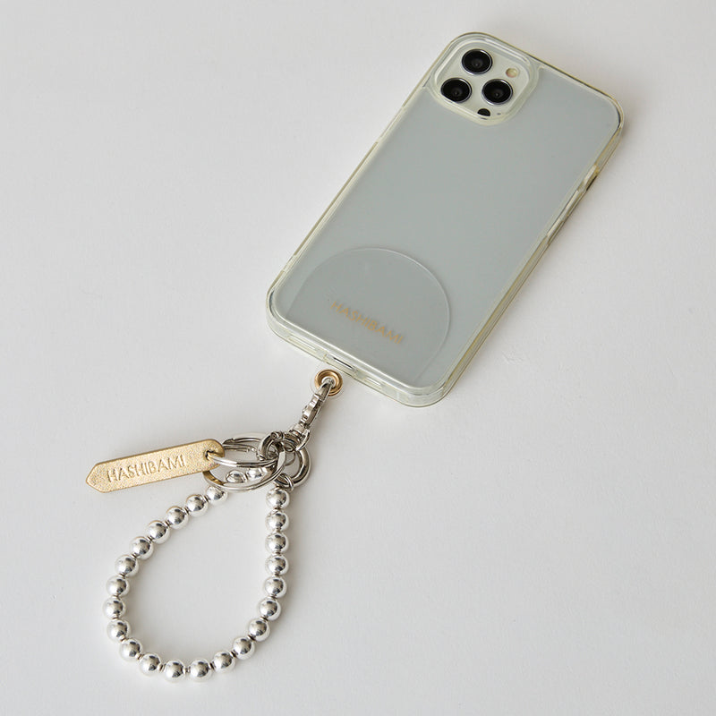 HASHIBAMI【Ha-2504-078 ヘマタイト 丸玉 スマホハンドストラップ】シルバー