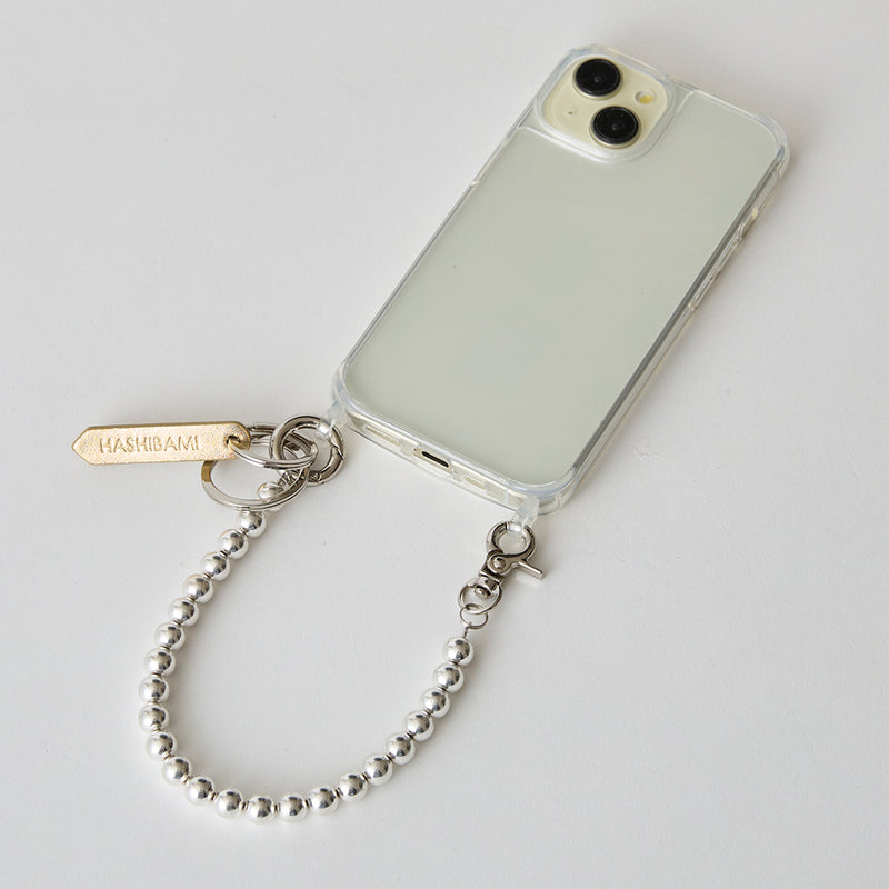 HASHIBAMI【Ha-2504-078 ヘマタイト 丸玉 スマホハンドストラップ】シルバー