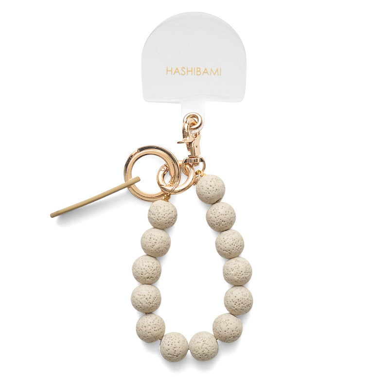 ◆CORRECT限定◆HASHIBAMI【Ha-2504-093 マット 丸玉 スマホハンドストラップ】ベージュ