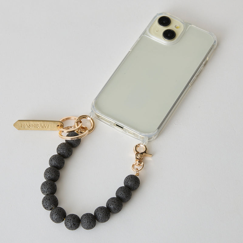 ◆CORRECT限定◆HASHIBAMI【Ha-2504-093 マット 丸玉 スマホハンドストラップ】ブラック