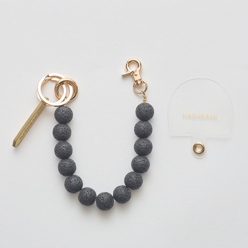 ◆CORRECT限定◆HASHIBAMI【Ha-2504-093 マット 丸玉 スマホハンドストラップ】ブラック