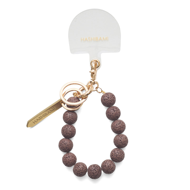 ◆CORRECT限定◆HASHIBAMI【Ha-2504-093 マット 丸玉 スマホハンドストラップ】ダークブラウン