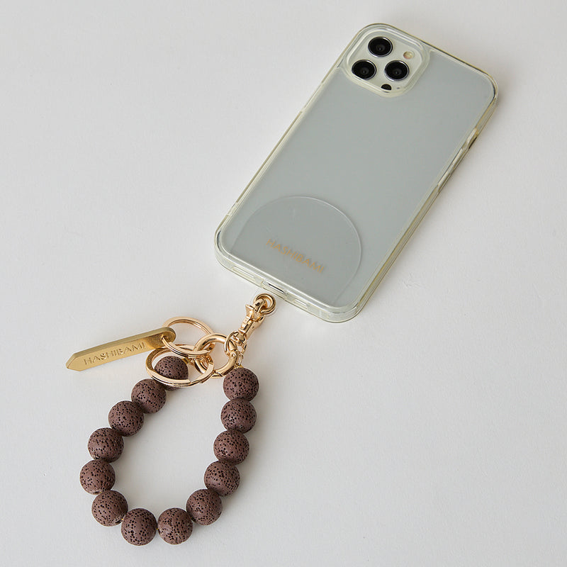 ◆CORRECT限定◆HASHIBAMI【Ha-2504-093 マット 丸玉 スマホハンドストラップ】ダークブラウン
