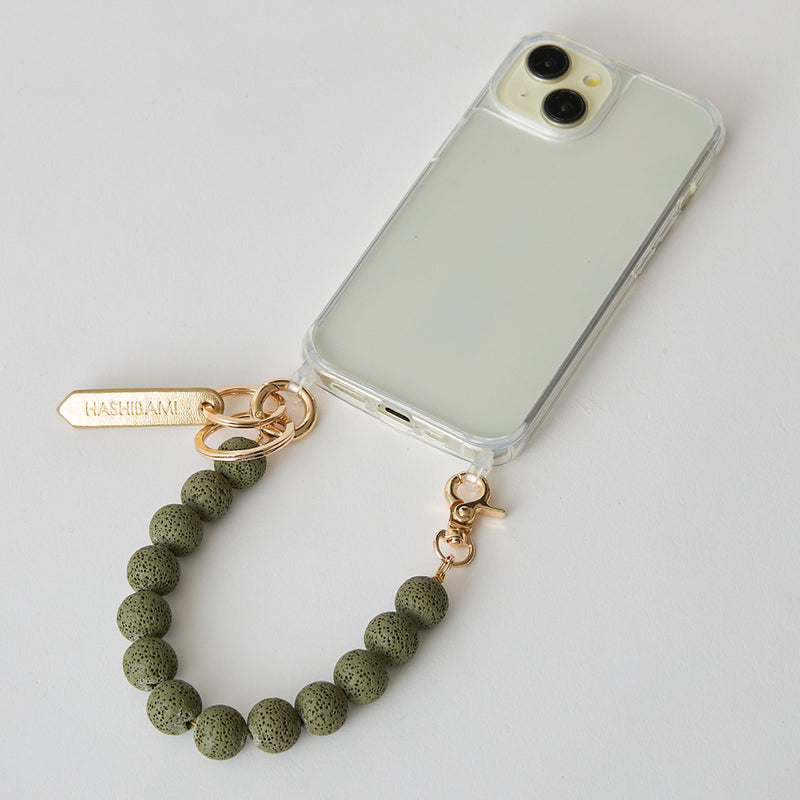 ◆CORRECT限定◆HASHIBAMI【Ha-2504-093 マット 丸玉 スマホハンドストラップ】カーキ