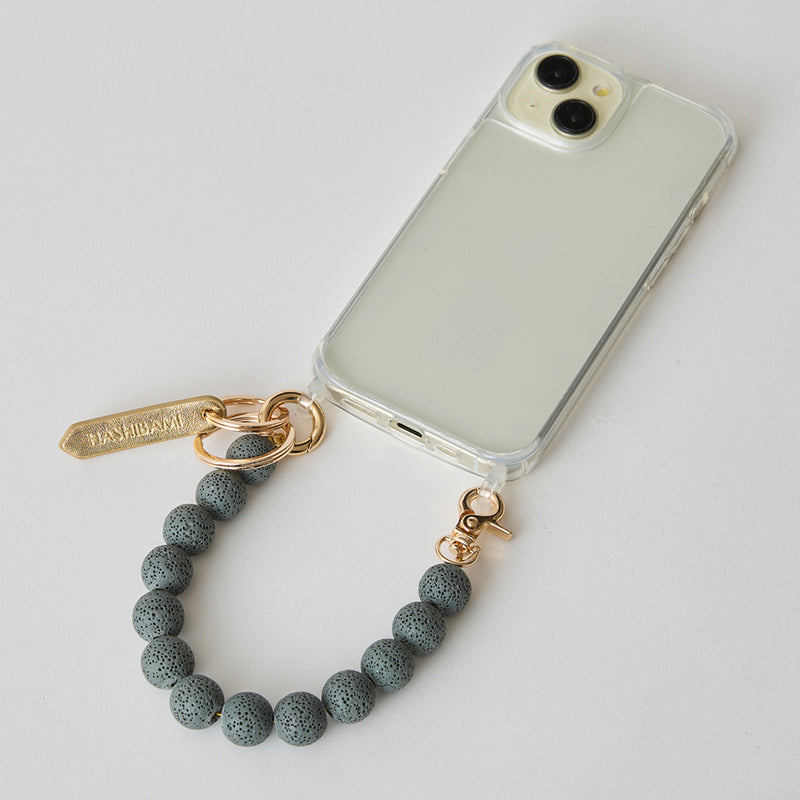 ◆CORRECT限定◆HASHIBAMI【Ha-2504-093 マット 丸玉 スマホハンドストラップ】ミッドグレー