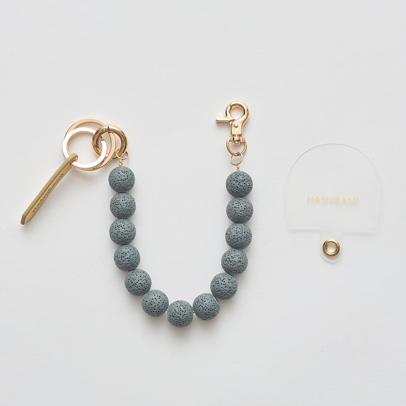 ◆CORRECT限定◆HASHIBAMI【Ha-2504-093 マット 丸玉 スマホハンドストラップ】ミッドグレー