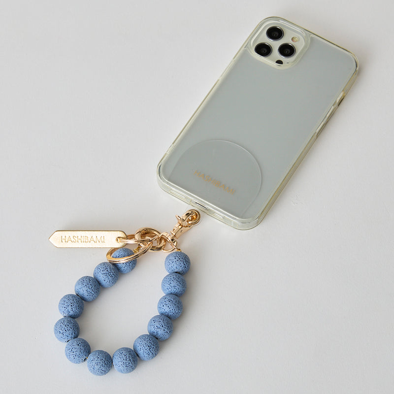 ◆CORRECT限定◆HASHIBAMI【Ha-2504-093 マット 丸玉 スマホハンドストラップ】ペールブルー