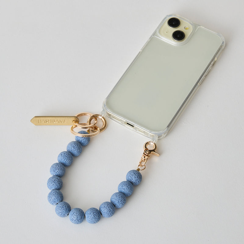 ◆CORRECT限定◆HASHIBAMI【Ha-2504-093 マット 丸玉 スマホハンドストラップ】ペールブルー