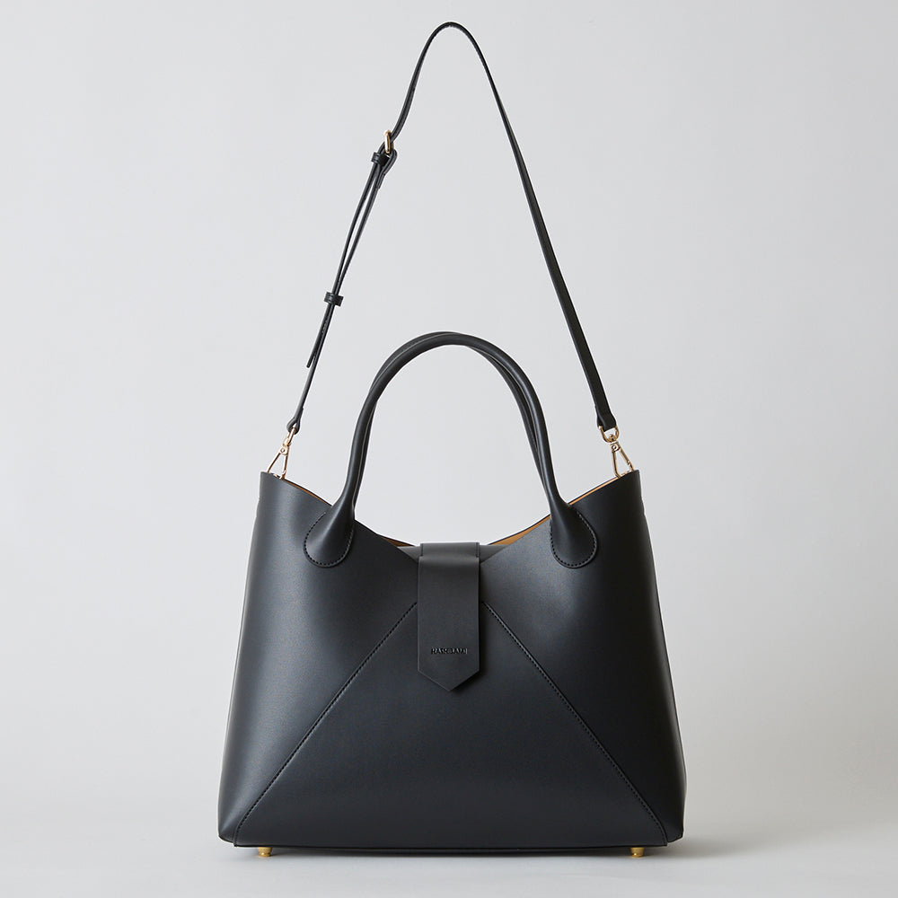 HASHIBAMI【Ha-2504-101 フェズ ヨコナガ A4バッグ】ブラック