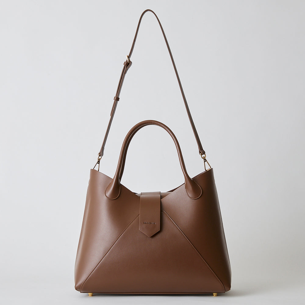 HASHIBAMI【Ha-2504-101 フェズ ヨコナガ A4バッグ】ダークブラウン