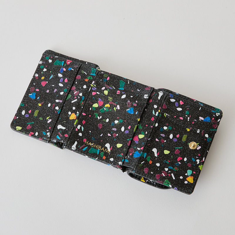 HASHIBAMI【Ha-2504-106 グリント 三つ折り財布】ブラックミックス