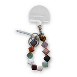 HASHIBAMI【Ha-2506-002 マルチ スクエア天然石 スマホハンドストラップ】シルバー