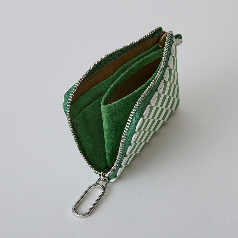 ◆CORRECT限定◆HASHIBAMI【Ha-2506-811 チェック柄 ハーフジップウォレット】グリーン
