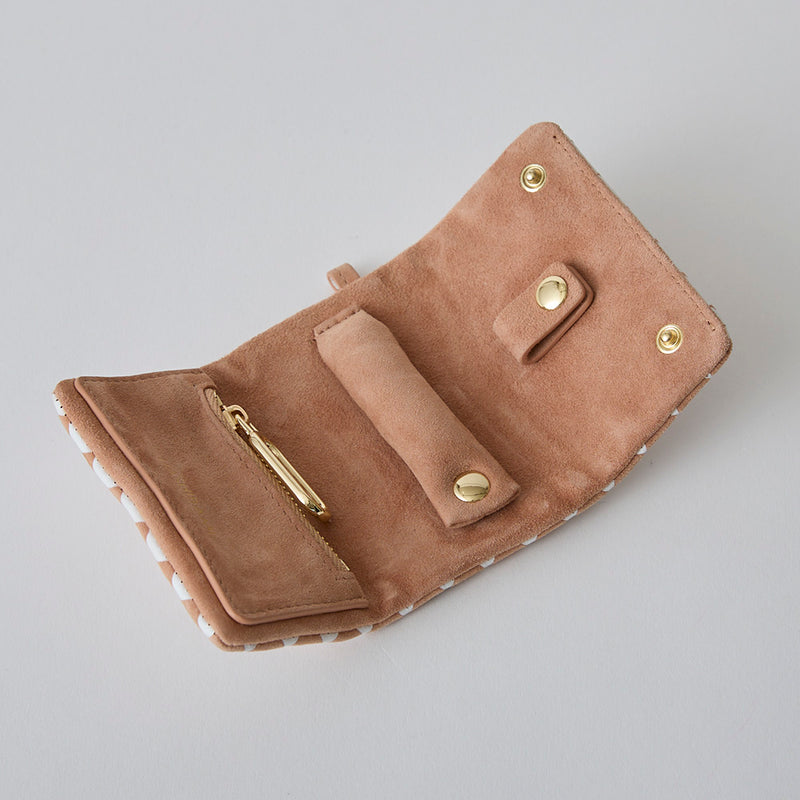 ◆CORRECT限定◆HASHIBAMI【Ha-2506-812 チェック柄 アクセサリーポーチ】ベージュ