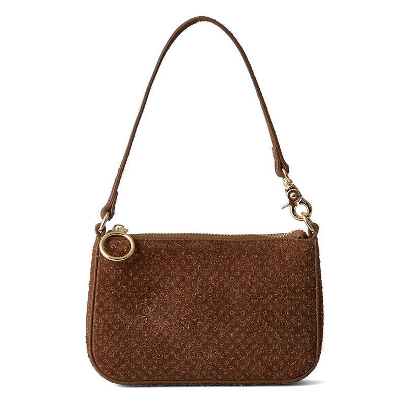 ◆CORRECT限定◆HASHIBAMI【Ha-2506-823 スエードパンチング ポーチポシェット】ブラウン