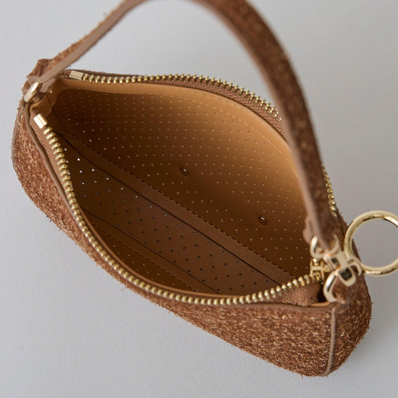 ◆CORRECT限定◆HASHIBAMI【Ha-2506-823 スエードパンチング ポーチポシェット】ブラウン