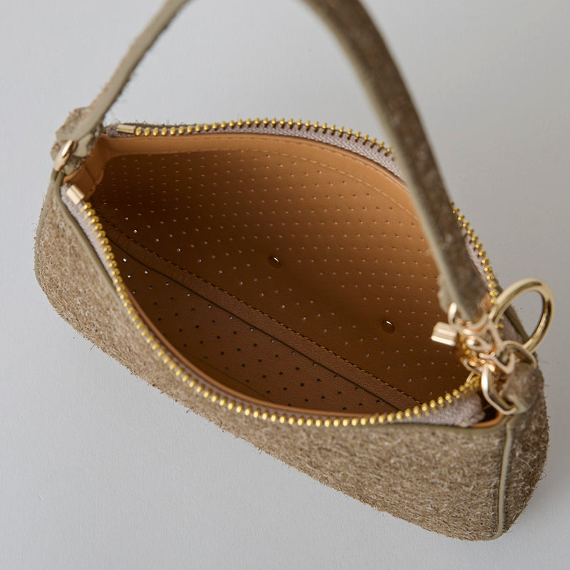 ◆CORRECT限定◆HASHIBAMI【Ha-2506-823 スエードパンチング ポーチポシェット】グレーベージュ