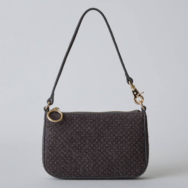 ◆CORRECT限定◆HASHIBAMI【Ha-2506-823 スエードパンチング ポーチポシェット】ミッドグレー