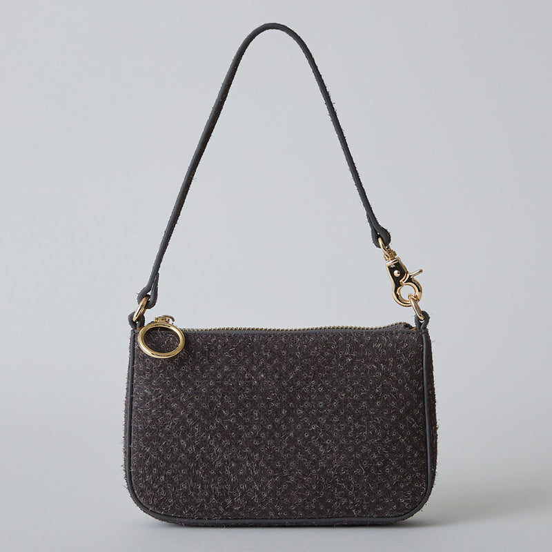 ◆CORRECT限定◆HASHIBAMI【Ha-2506-823 スエードパンチング ポーチポシェット】ミッドグレー