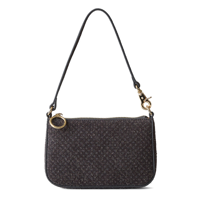 ◆CORRECT限定◆HASHIBAMI【Ha-2506-823 スエードパンチング ポーチポシェット】ミッドグレー