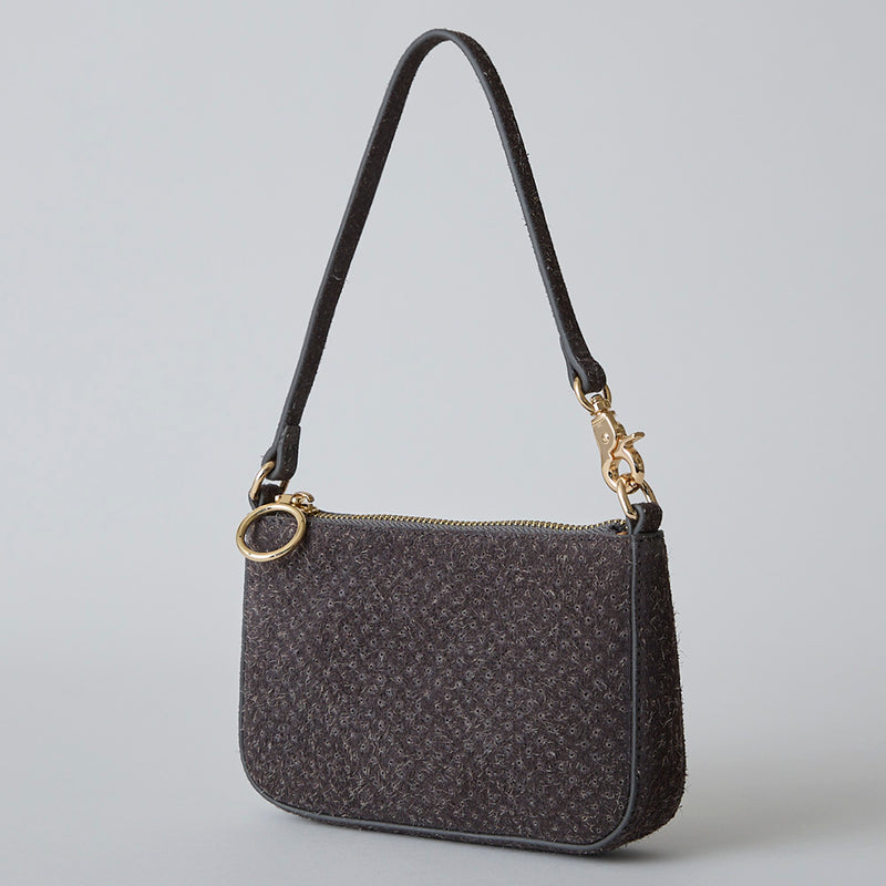 ◆CORRECT限定◆HASHIBAMI【Ha-2506-823 スエードパンチング ポーチポシェット】ミッドグレー