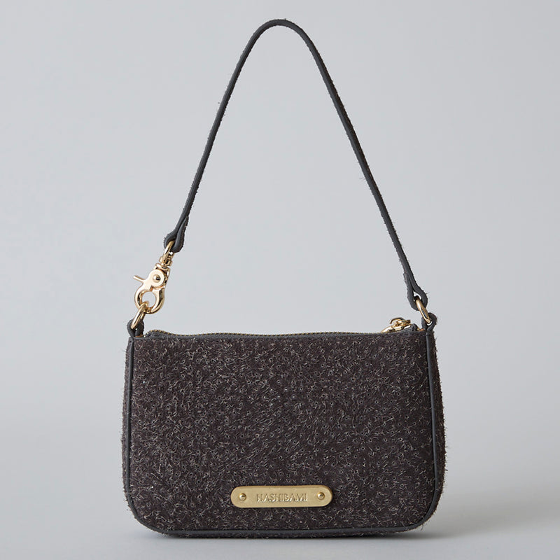 ◆CORRECT限定◆HASHIBAMI【Ha-2506-823 スエードパンチング ポーチポシェット】ミッドグレー