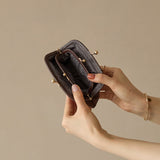 HASHIBAMI 【Ha-2509-608 親子口金 くるみウォレット】ダークブラウン