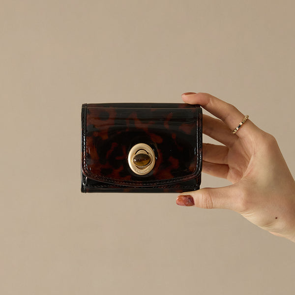 HASHIBAMI【Ha-2509-401 天然石 ベッコウ ミニウォレット】アンバー